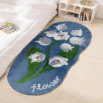 INS populārs Ziedu Raksts, apdares, grīdas paklājs Pastorālo stilu, liela izmēra gultas paklājs,ziedu sarkanu rožu saišķu izgatavošanai jomā paklājs