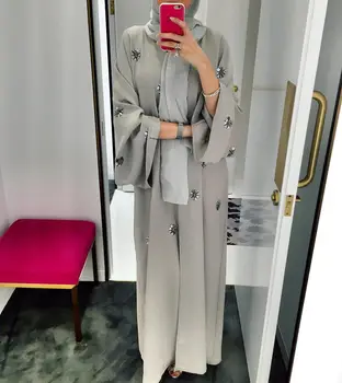 Turcija Dubaija Musulmaņu Kleita Kimono Abaya Vakara Kleitas Sievietēm Kaftans Islāmu Gara Kleita Drēbes Caftan Femme Musulmane Vestidos
