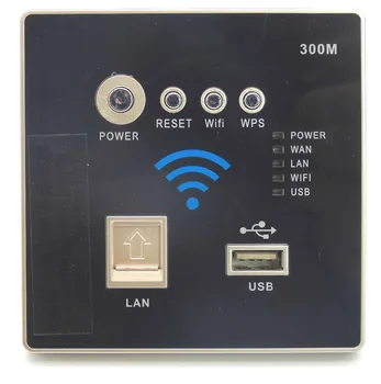 Sienas Iegulto 300Mbps Ligzda 3G Wifi Bezvadu AP Maršrutētājs USB Lādētājs AC 110V~240V