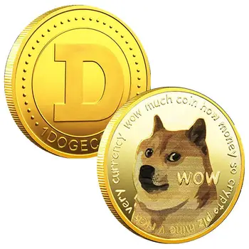 Zelta Pārklājumu Dogecoin Piemiņas Monētas Gudrs Suns Suvenīru Kolekcija Dāvanas Radošo Suvenīru BTC Metāla Monētas Ar Aizsardzības Cas