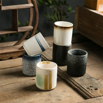 Japāņu videi draudzīgi Keramikas Krūze Porcelāna birojs Ūdens kafijas Dēļ Tases Retro krūzes Kungfu Teacup Suši maltītes Drinkware dāvanas